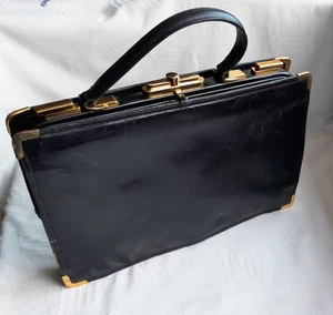 Handtasche DIANA Vicenza Italy Leder Schwarz mit 3-Fächer hochwertig - Bild 1 von 17
