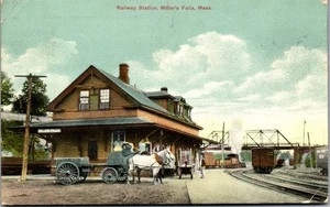 Vintage Massachusetts MA Postcard Railway Train Station Millers Falls  1913 - Picture 1 of 3