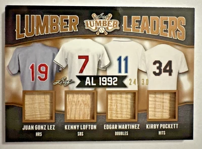 2021 LEAF LUMBER LEADERS #LL2-14 KIRBY PUCKETT LOFTON MARTINEZ GONZALEZ #24/30 - Imagem 1 de 2