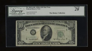 DBR 1950-A $10 FRN Richmond STAR Fr. 2011-E* Legacy VF-20 Serial E01830405* - Picture 1 of 2