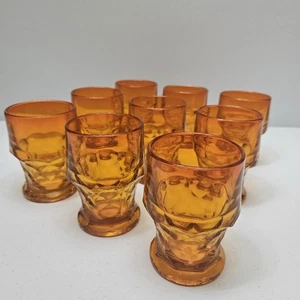 Set of 9 Amber “Georgian” Honeycomb Tumblers – Viking/Anchor Hocking - Picture 1 of 9