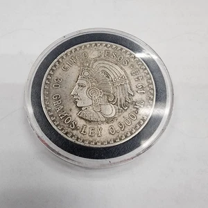 1948 Mexiko 5 Pesos 900 Silber Münze Cuauhtemoc - Bild 1 von 2