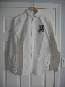 Camisa Polo Ralph Lauren Calavera y Huesos Bordada Abotonada Blanca Talla M - Imagen 1 de 8