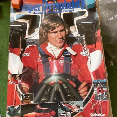 Vintage Isuzu Gemini Poster James Hunt McLaren F1 Dealer Promo Japan 1970s Used - Image 1 of 4