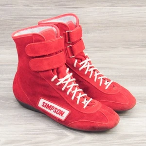 Chaussures de course automobile Simpson Hightop homme taille 10 cuir daim satiné rouge 28115RD - Photo 1/17