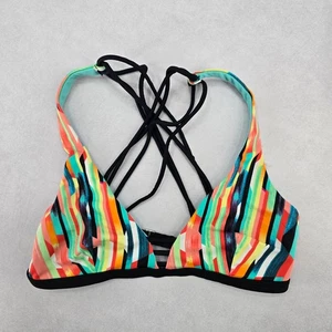 Blau Crisscross Boho Mehrfarbig Schwimmen Sport BH Strand Bikini Oberteil M Medium - Bild 1 von 4