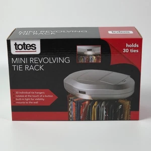 NEW Totes Mini Revolving Tie Rack Holds 30 Ties Built in Light, Wall Mountable - Picture 1 of 4