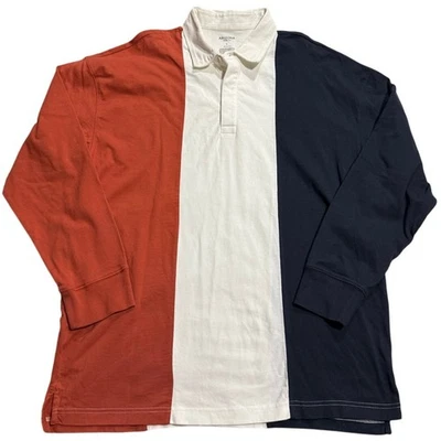 Camisa polo de rugby Y2K Arizona bloques de colores para hombre talla grande naranja azul blanco cuello Foto 1 de 4