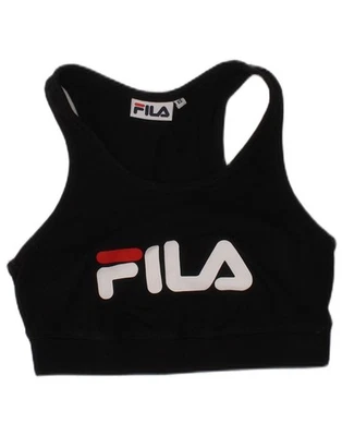 FILA Mujer Sujetador Deportivo Gráfico Chaleco Top UK 4 XS Negro Algodón Deportes N221 Foto 1 de 3