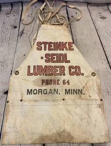 Vintage Construction Lumberyard Apron Morgan MN Steinke Seidl Lumber Co Pouch - Picture 1 of 8