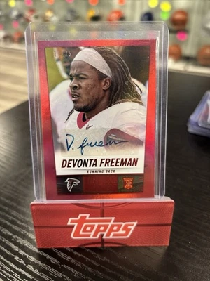 2014 Panini Hot Rookies Red Devonta Freeman Rookie Auto /75 #365 JD - Image 1 of 2