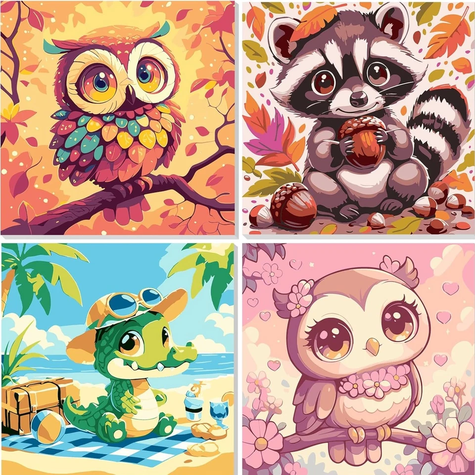 Malen Nach Zahlen Kinder Ab 5 6 7 8 mit Rahmen Tier Eule DIY Set - Bild 1 von 2