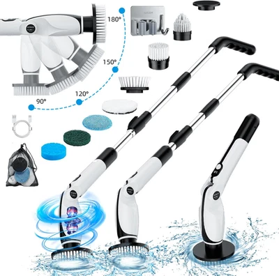 Spazzola Rotante Pulizia Casa, Spazzola Elettrica per Pulizia Con 4 Angolazioni  - Immagine 1 di 4