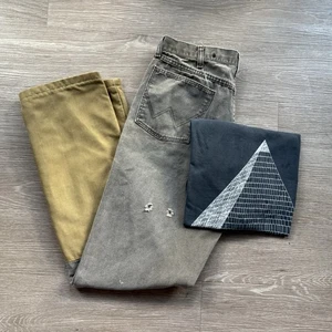 Herren Wrangler Doppelknie WORKWEAR 34x34 hellbraune Hose abgenutzt Vintage USA Vintage - Bild 1 von 10
