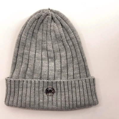 Michael Kors Gris Invierno Sombrero Plata Redondo Metal Logo Foto 1 de 4
