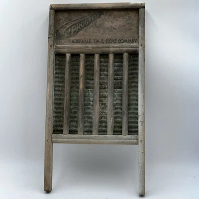 Rare Antique Primitive Wooden Washboard Louisville Tin & Stove Company Ky - Image 1 of 4