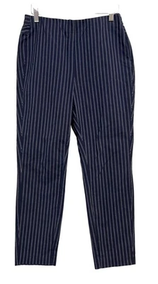 Rag & Bone Pants Womens 8 Navy Blue White Pinstripe Side Zip Tapered Leg Dress - Image 1 of 4