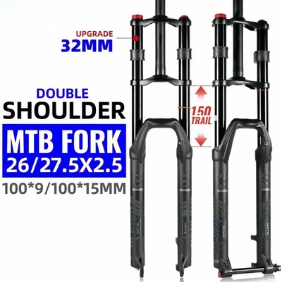 Double Shoulder Air Suspension Fork 150mm Travel MTB E-Bike 27.5"/29" Front Fork - Image 1 of 4