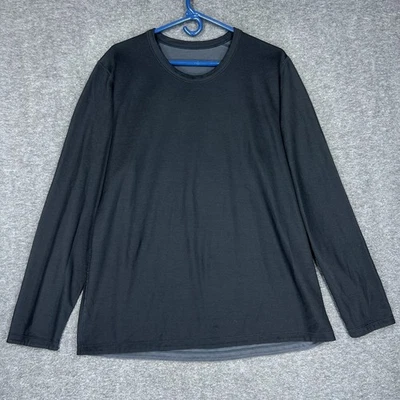 Camisa Lululemon Para Hombre 2XL Negra Gris Reversible Atlética Manga Larga Elastizada Foto 1 de 4