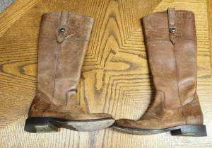 Damenstiefel Frye abgenutzt braun Reiten durchgehender Reißverschluss hellbraun Größe 6B hergestellt in Mexiko - Bild 1 von 6