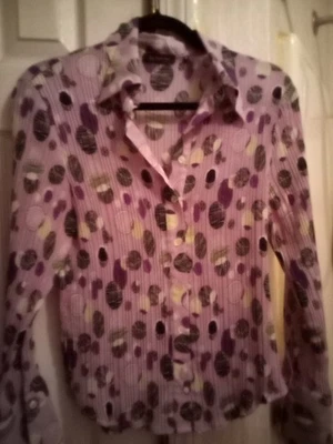 La Caviar женщин размер средний Y2K 80-х на пуговицах пэчворк фиолетовый печать блузка - Изображение 1 из 2