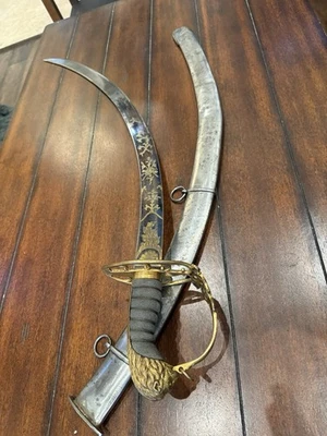 British 1803 Napoleonic Blue and Gold Gilt Sword and Scabbard - Image 1 of 4