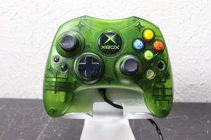 Original Xbox OEM S Type Clear Halo Green Controller w/ Breakaway Cable - TESTED - Foto 1 di 5