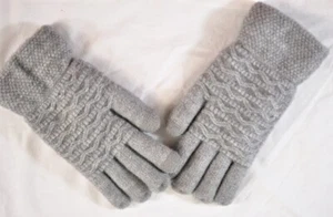 girl's grey warm lined gloves textured knit extra warm - Picture 1 of 5