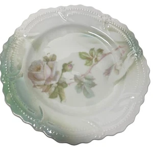 2er Set antike Leuchtenberg Germany weiß & rosa Rose geprägte Teller - 5,5" - Bild 1 von 15