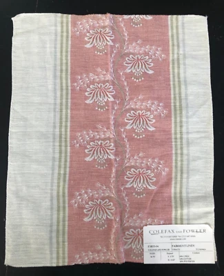 COLEFAX & FOWLER Fairmont Linen in Tomato 13 x 16" Embroidered Fabric Sample - Image 1 of 3