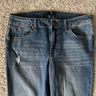 1822 Denim Jeans Womens 12 (actual 31x28) Blue Stretch Mid Rise Distressed