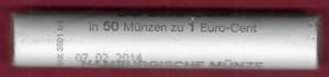ALEMANIA 1 CENTAVO DE EURO 2014-J BU ROLLO 50 MONEDAS, UNA RAMITA DE ROBLE, SIMBOLIZANDO ESTABILIDAD, SU - Imagen 1 de 1