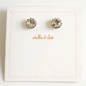 12mm Stella&Dot Classic Crystal Round Stud Earrings Retro Women Everyday Jewelry - Picture 1 of 3
