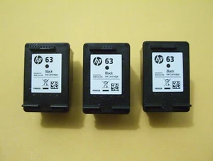 (3) HP63 Empty Virgin Ink Printer Cartridges---Black - Afbeelding 1 van 1
