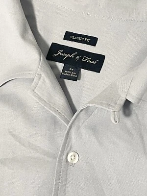 Joseph Feiss 100% Silk Shirt Mens 3X Light Blue Loop Collar Classic Fit Button - Image 1 of 4