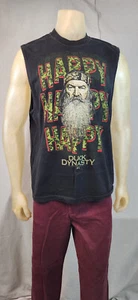 Duck Dynasty Phil Happy LARGE Crew Neck Slvlss Graphic Print T Shirt Top USED - Picture 1 of 7