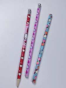 Lot of (3) Sanrio Hello Kitty Pencils - (Hearts & Apples, Lollipop & Hearts) - Picture 1 of 3