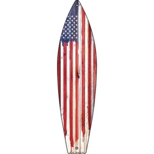 Insegna tavola surf metallo bandiera americana dipinta 17x4,5 targa porta casa garage parete - Foto 1 di 1