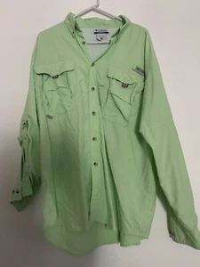 Columbia Sportswear PFG Green Mens Vented Long Sleeve Fishing Button Up L - Picture 1 of 6