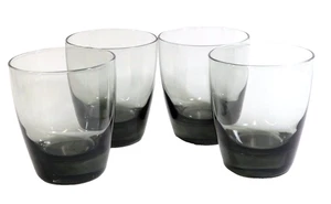Smokey Gray Double OldFashioned LowBall Rock Glasses VTG Set of 4 Libbey Glass - Picture 1 of 6