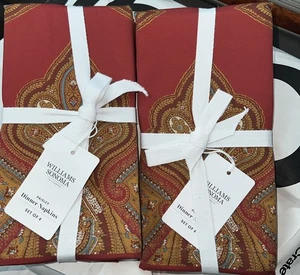 WILLIAMS SONOMA PAISLEY RUST DINNER NAPKINS, SET OF 8  - NEW - Bild 1 von 1