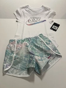 Size 6 NIKE AUTHENTIC GIRLS ORIGINAL BRAND NEW 2Pc TEE & SHORTS SET - Picture 1 of 5