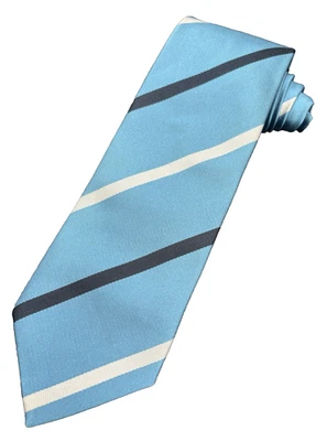 Corbata REPP de lujo Ben Silver para hombre azul blanco tira P seda inglesa 3,5" 58” usada en excelente estado Foto 1 de 4