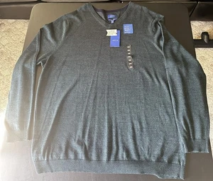 Apt. 9 Green V-neck Sweater Long Sleeve Mens 2XB Big/Tall New W/Tags Merino Wool - Picture 1 of 7
