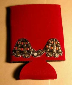 Double Tortue Marron Brodé Bouteille Rouge Support Chauffe Refroidisseur Isolant - Picture 1 of 2
