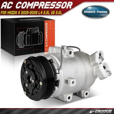 New A/C AC Compressor for Mazda 6 2003 2004 2005 2006 2007 2008 L4 2.3L V6 3.0L - Image 1 of 4
