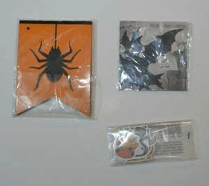 Halloween Party Decorations Supplies Orange Banner 3D Bats Stickers Favor LOT - Picture 1 of 7