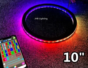 10" Remote Bluetooth CHASING Flow LED Car truck Subwoofer Speaker Rings Lights - Picture 1 of 13