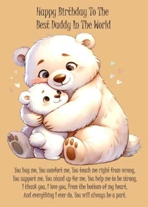 NEU Bären Happy Birthday To The Best Daddy In The World A5 Karte Liebe For Daddy - Bild 1 von 5