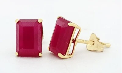 PENDIENTES DE RUBÍ GENUINOS DE 2,28 quilates de oro amarillo de 14K - Valoración de certificado gratuita Foto 1 de 4